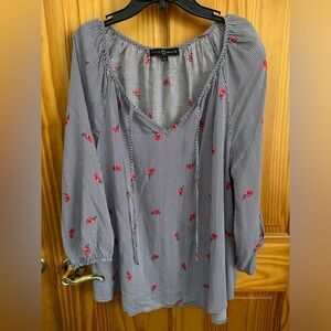 Fred David Women's Striped Top - Black and Red